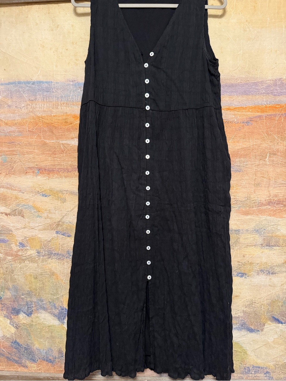 Petal & Pup Black Sleeveless Button-Front Midi Dress